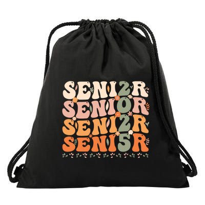 Senior 2025 Class Of 2025 Graduation 2025 Groovy Drawstring Bag