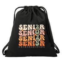 Senior 2025 Class Of 2025 Graduation 2025 Groovy Drawstring Bag