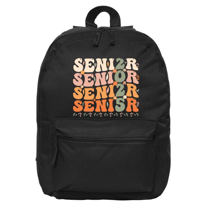 Senior 2025 Class Of 2025 Graduation 2025 Groovy 16 in Basic Backpack