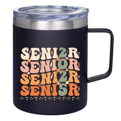 Senior 2025 Class Of 2025 Graduation 2025 Groovy 12oz Stainless Steel Coffee Mug