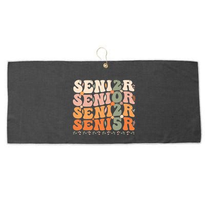 Senior 2025 Class Of 2025 Graduation 2025 Groovy Large Microfiber Waffle Golf Towel