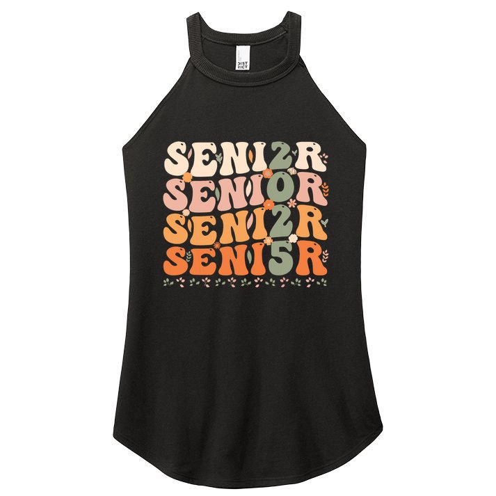 Senior 2025 Class Of 2025 Graduation 2025 Groovy Women's Perfect Tri Rocker Tank