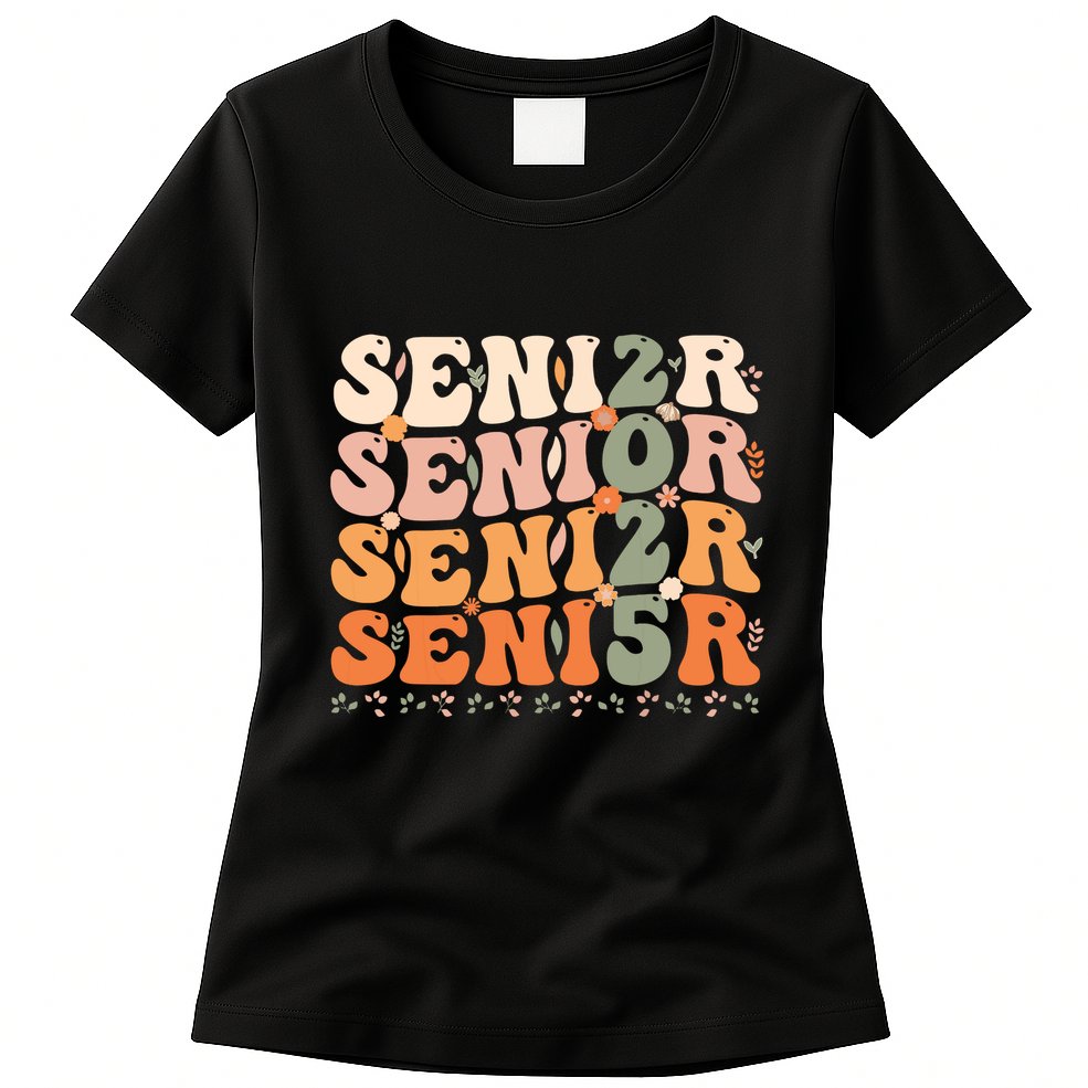 Senior 2025 Class Of 2025 Graduation 2025 Groovy Womens T-Shirt