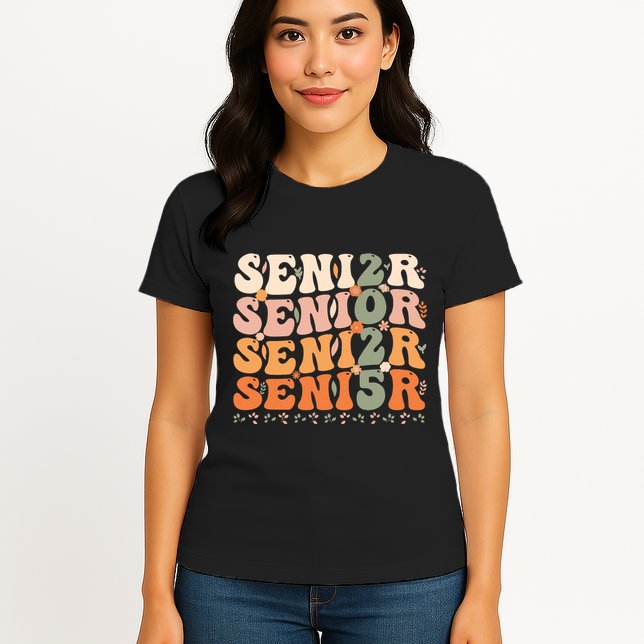 Senior 2025 Class Of 2025 Graduation 2025 Groovy Womens T-Shirt
