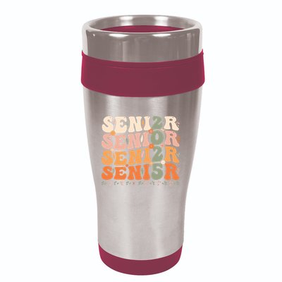 Senior 2025 Class Of 2025 Graduation 2025 Groovy 16oz Travel Tumbler
