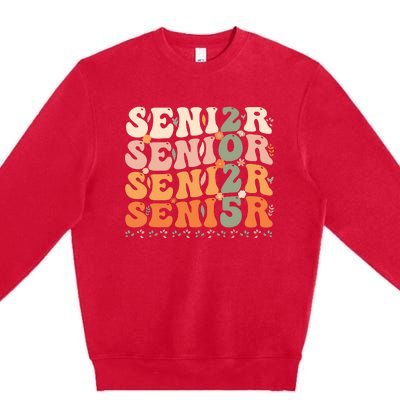 Senior 2025 Class Of 2025 Graduation 2025 Groovy Premium Crewneck Sweatshirt