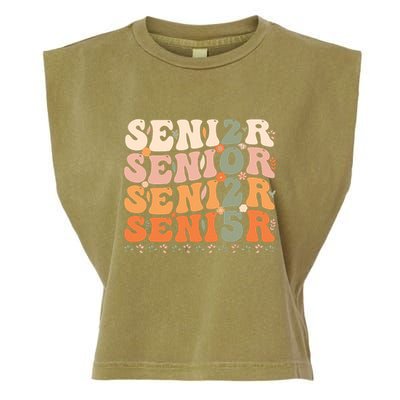 Senior 2025 Class Of 2025 Graduation 2025 Groovy Garment-Dyed Women's Muscle Tee