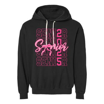 Senior 2025 Coquette Bow Class Of 2025 Back To School Garment-Dyed Fleece Hoodie