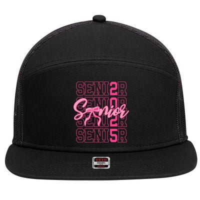 Senior 2025 Coquette Bow Class Of 2025 Back To School 7 Panel Mesh Trucker Snapback Hat