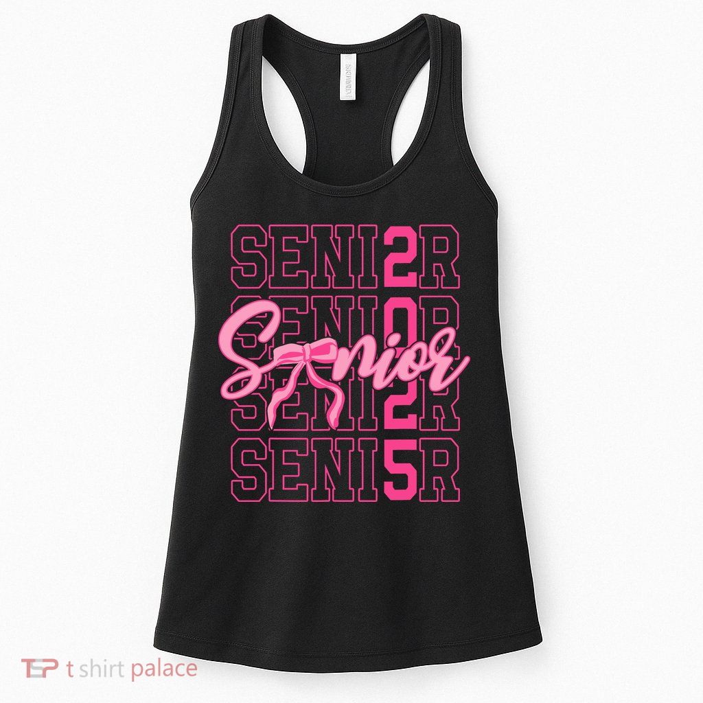Senior 2025 Coquette Bow Class Of 2025 Back To School Womens Tank Top