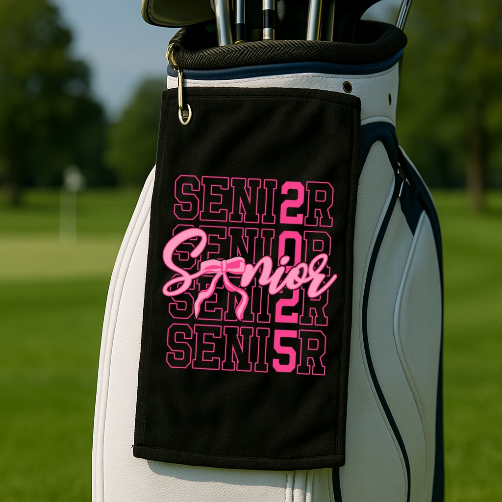 Senior 2025 Coquette Bow Class Of 2025 Back To School Golf Towel