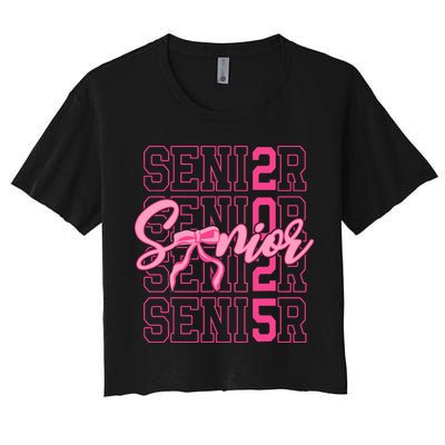 Senior 2025 Coquette Bow Class Of 2025 Back To School Crop Top