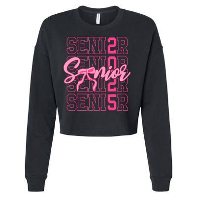 Senior 2025 Coquette Bow Class Of 2025 Back To School Cropped Pullover Crew