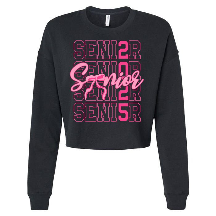 Senior 2025 Coquette Bow Class Of 2025 Back To School Cropped Pullover Crew