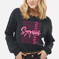 Senior 2025 Coquette Bow Class Of 2025 Back To School Cropped Pullover Crew