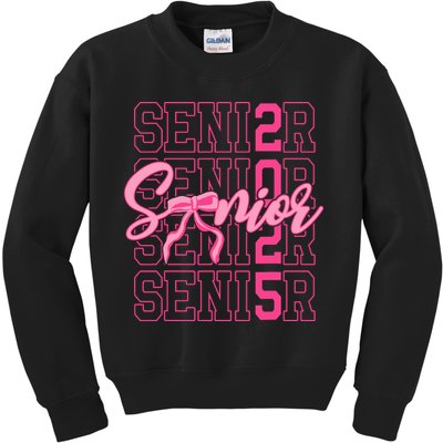 Senior 2025 Coquette Bow Class Of 2025 Back To School Kids Sweatshirt