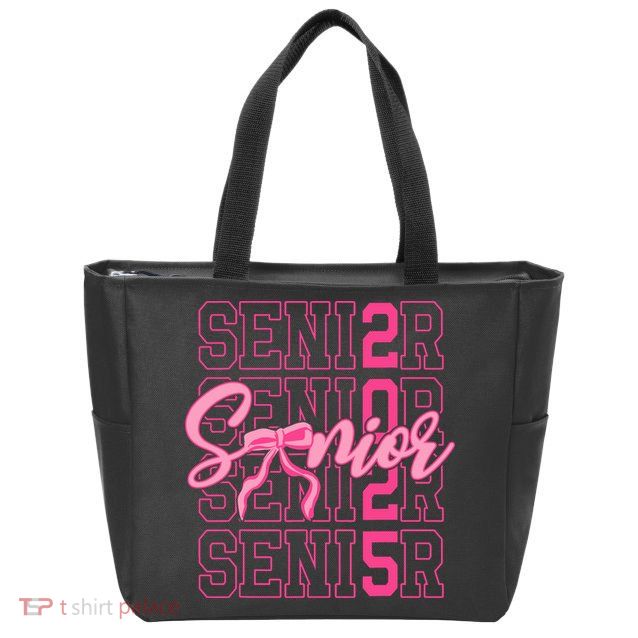 Senior 2025 Coquette Bow Class Of 2025 Back To School Zip Tote Bag