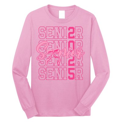 Senior 2025 Coquette Bow Class Of 2025 Back To School Long Sleeve Shirt
