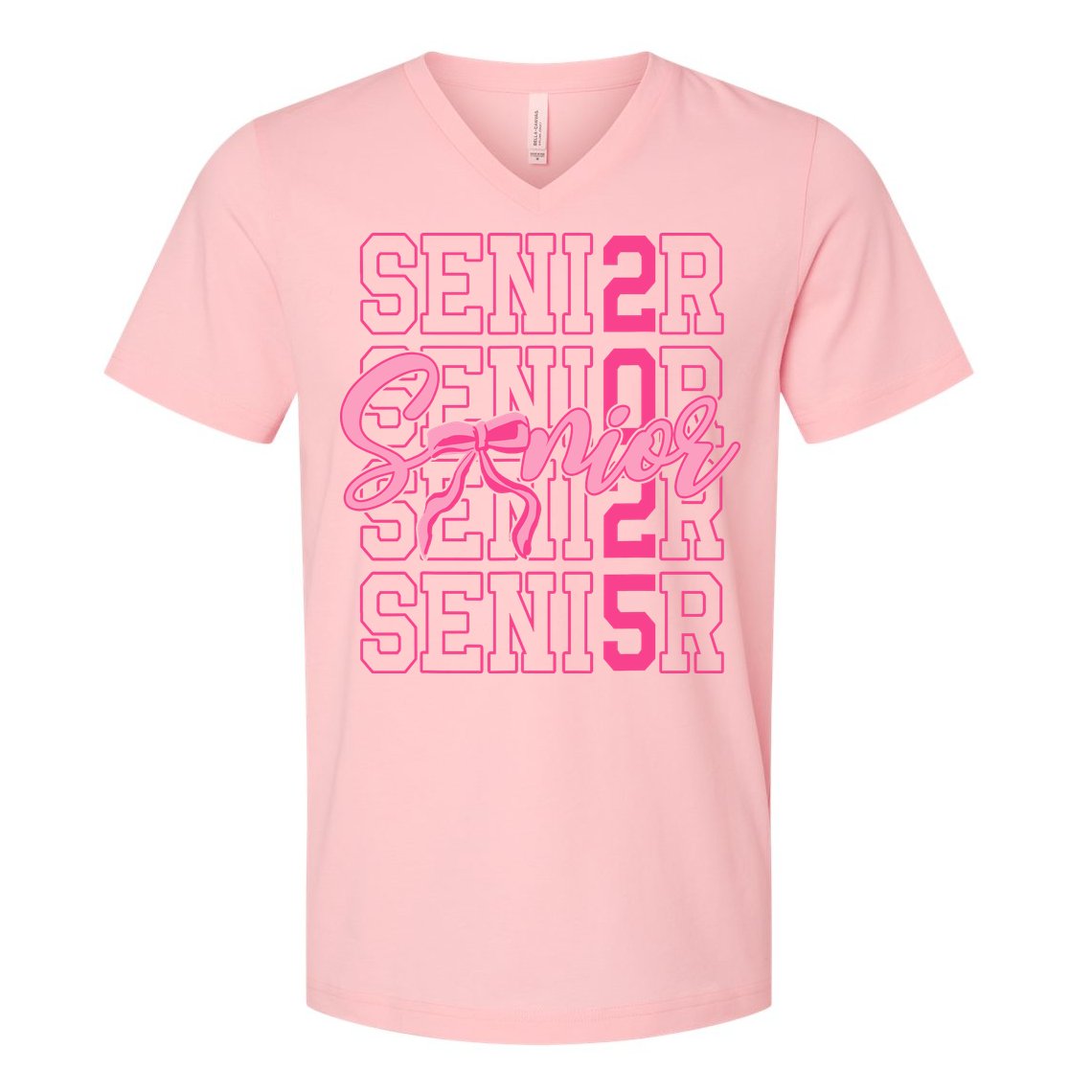 Senior 2025 Coquette Bow Class Of 2025 Back To School V-Neck T-Shirt