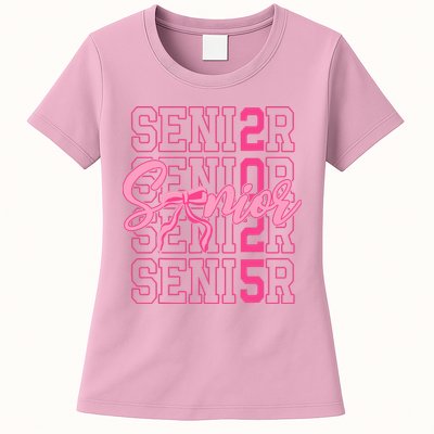 Senior 2025 Coquette Bow Class Of 2025 Back To School Womens T-Shirt
