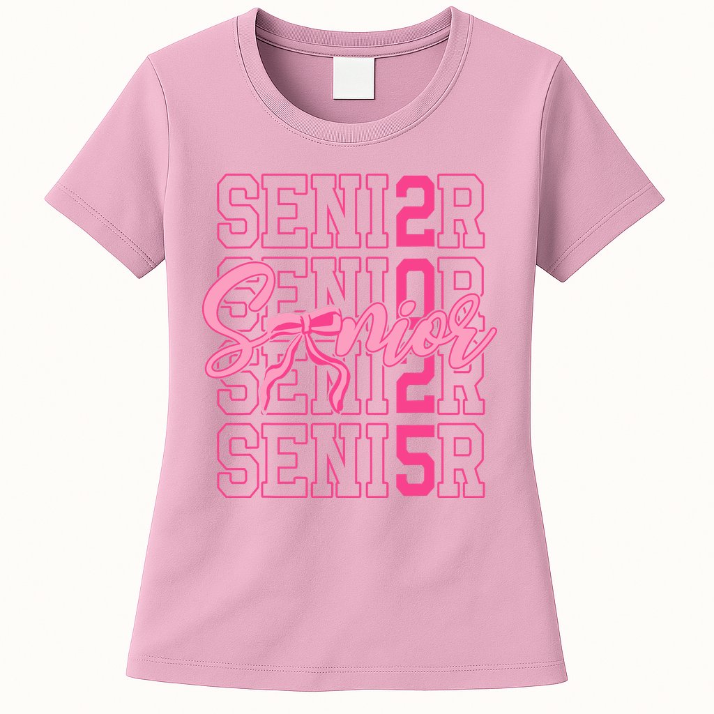 Senior 2025 Coquette Bow Class Of 2025 Back To School Womens T-Shirt