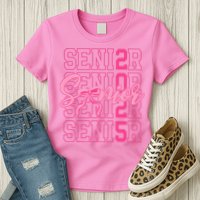 Senior 2025 Coquette Bow Class Of 2025 Back To School Womens T-Shirt