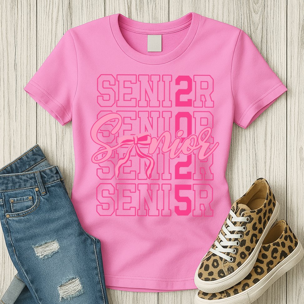 Senior 2025 Coquette Bow Class Of 2025 Back To School Womens T-Shirt