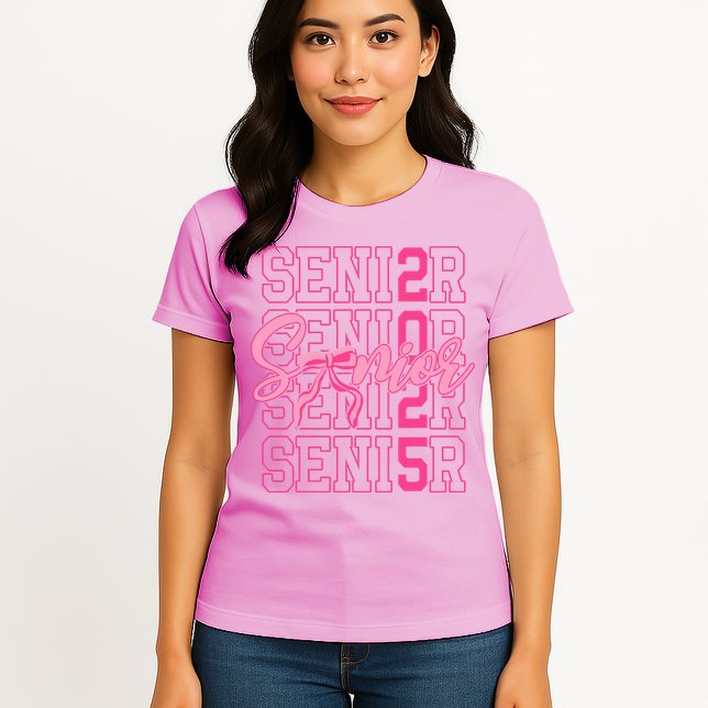 Senior 2025 Coquette Bow Class Of 2025 Back To School Womens T-Shirt
