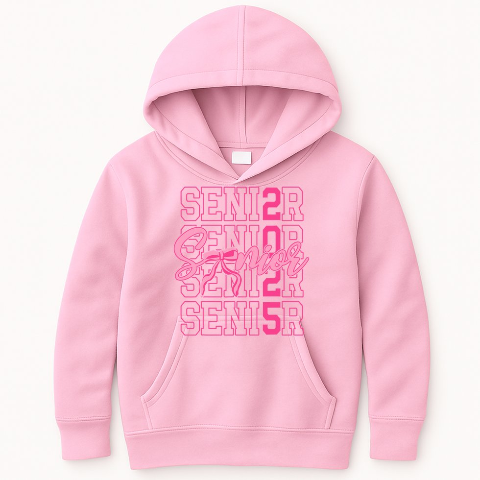 Senior 2025 Coquette Bow Class Of 2025 Back To School Kids Hoodie