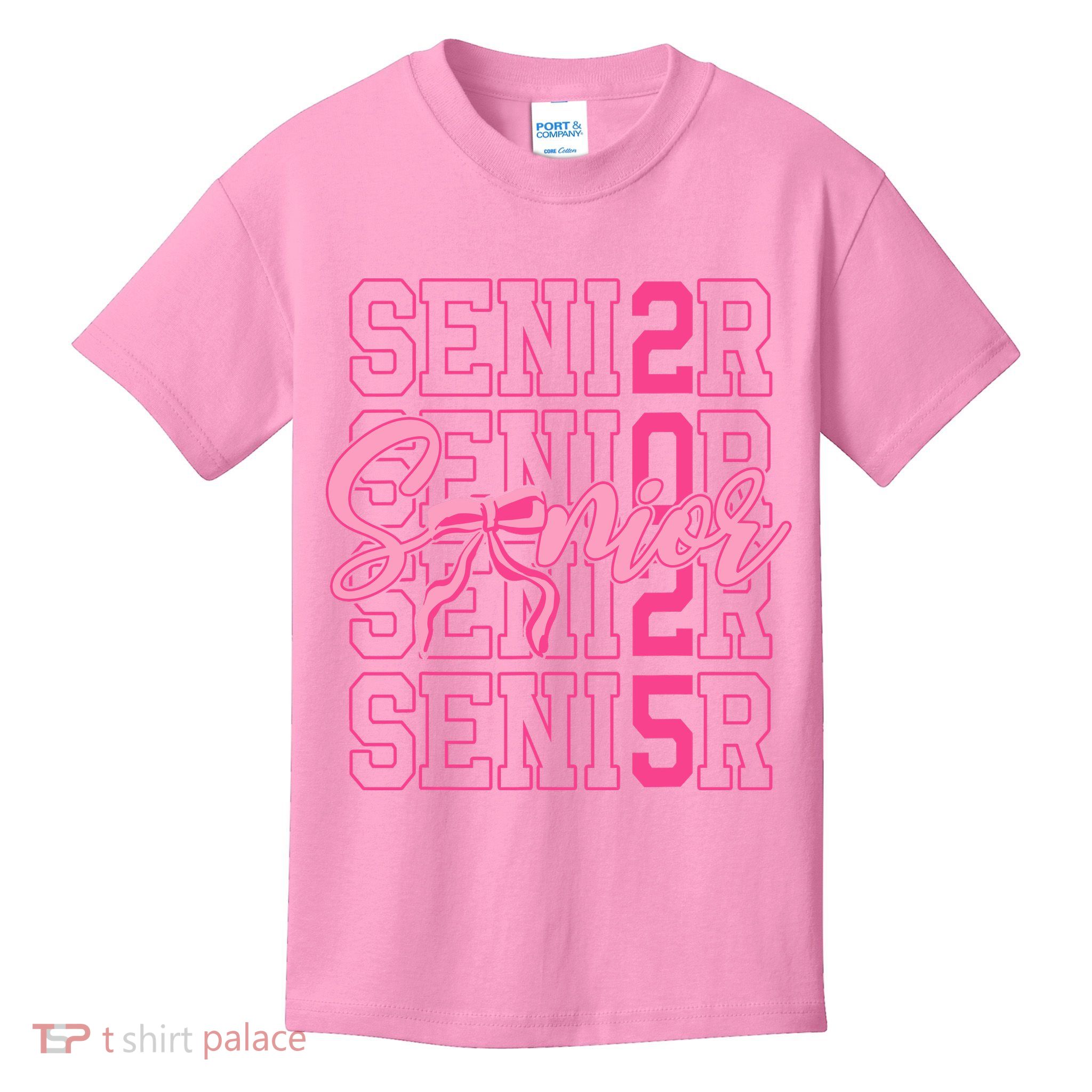 Senior 2025 Coquette Bow Class Of 2025 Back To School Kids T-Shirt