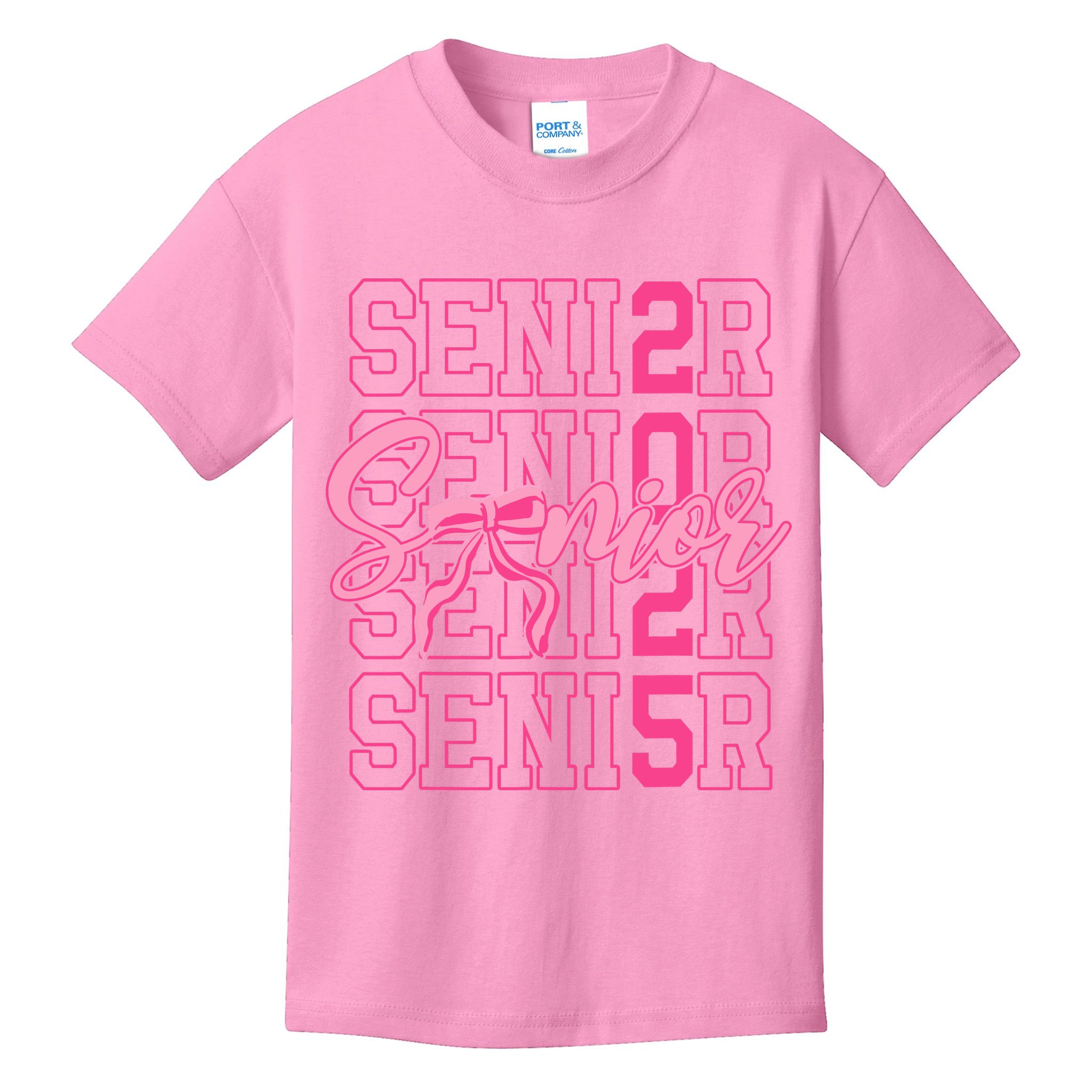 Senior 2025 Coquette Bow Class Of 2025 Back To School Kids T-Shirt