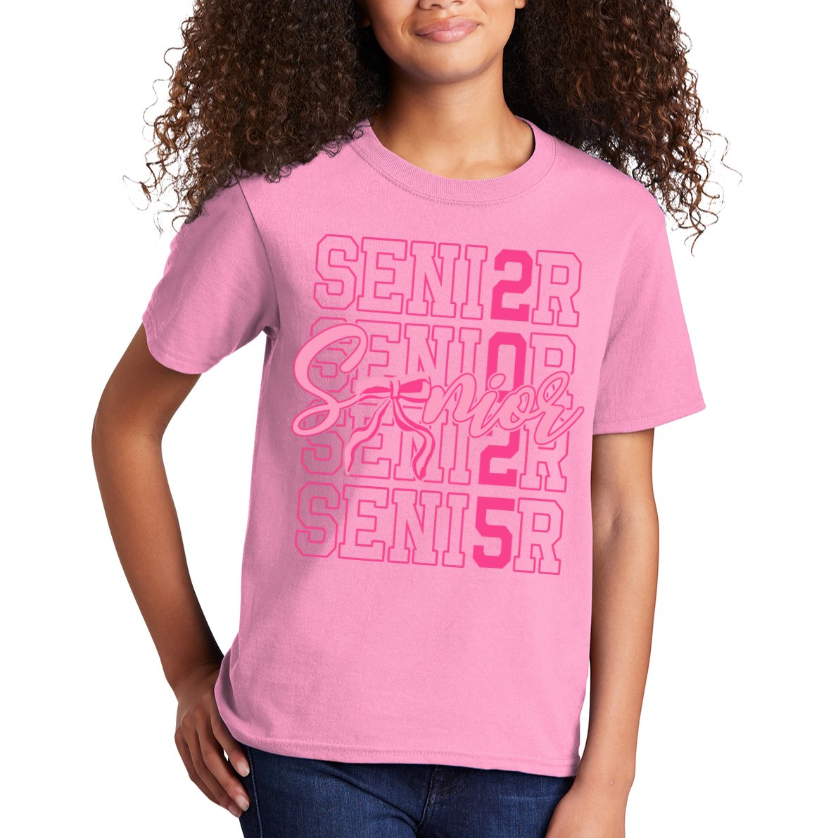 Senior 2025 Coquette Bow Class Of 2025 Back To School Kids T-Shirt