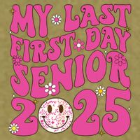 Senior 2025 Class Groovy Garment-Dyed Women's Muscle Tee