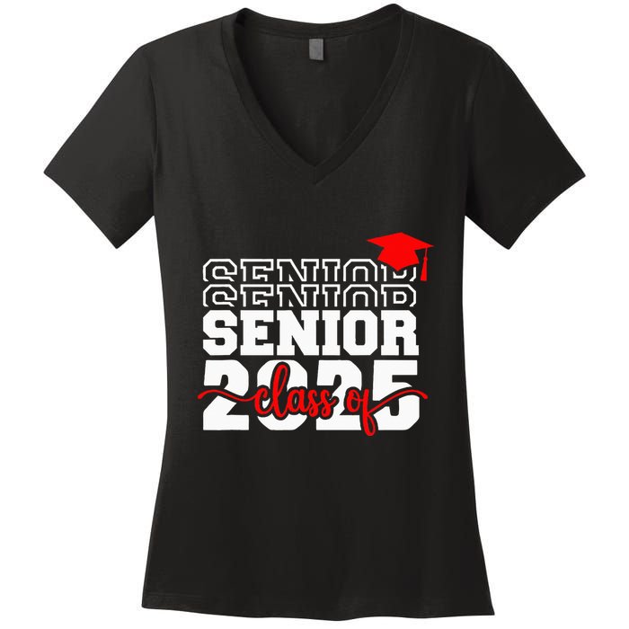 Senior 25 Class Of 2025 Back To School Graduation 2025 T Women's V-Neck T-Shirt