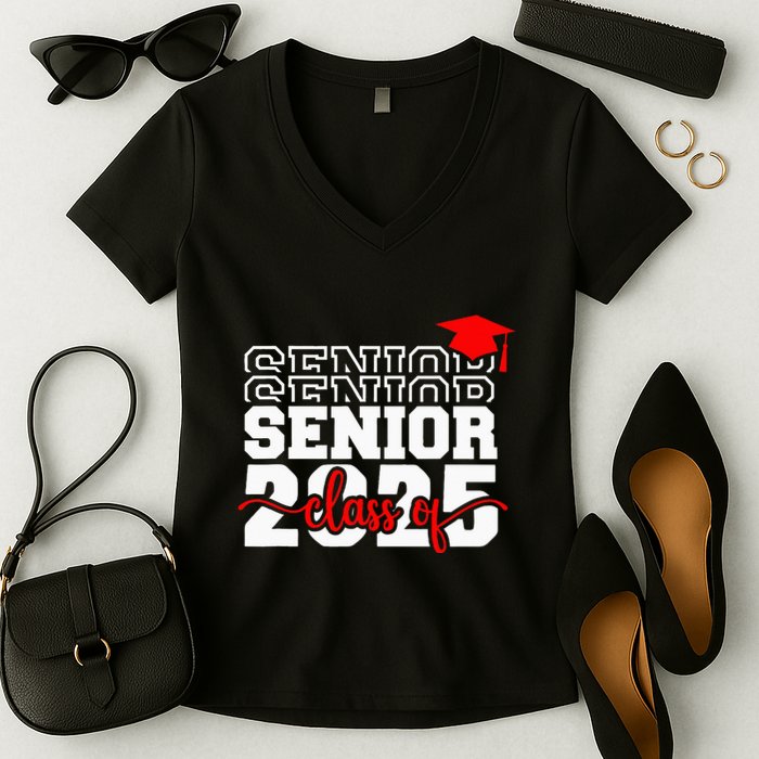 Senior 25 Class Of 2025 Back To School Graduation 2025 T Women's V-Neck T-Shirt