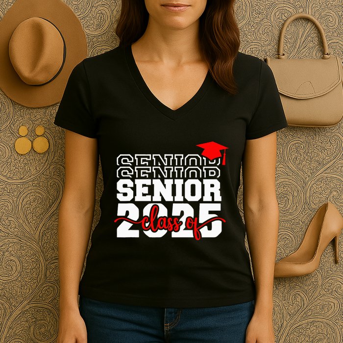 Senior 25 Class Of 2025 Back To School Graduation 2025 T Women's V-Neck T-Shirt