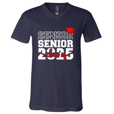 Senior 25 Class Of 2025 Back To School Graduation 2025 T V-Neck T-Shirt