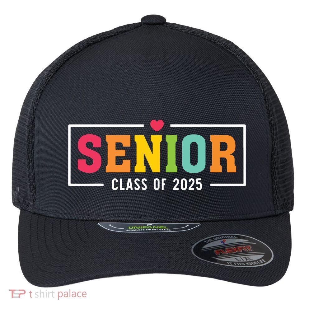 Senior 2025 Class Of 2025 For College High School Senior Flexfit Unipanel Trucker Cap