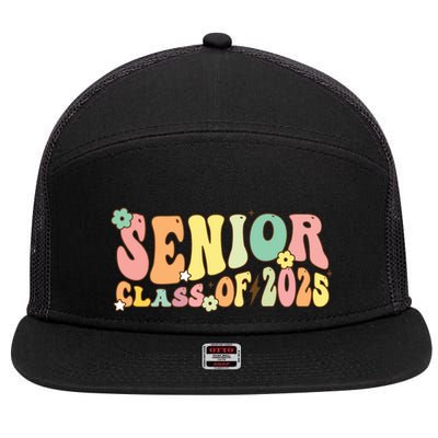 Senior 2025 Class Of 2025 For College High School Senior 7 Panel Mesh Trucker Snapback Hat
