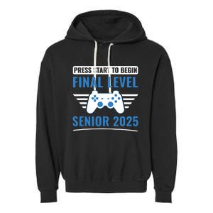 Senior 2025 Class Of 2025 Gamer Video Games Garment-Dyed Fleece Hoodie