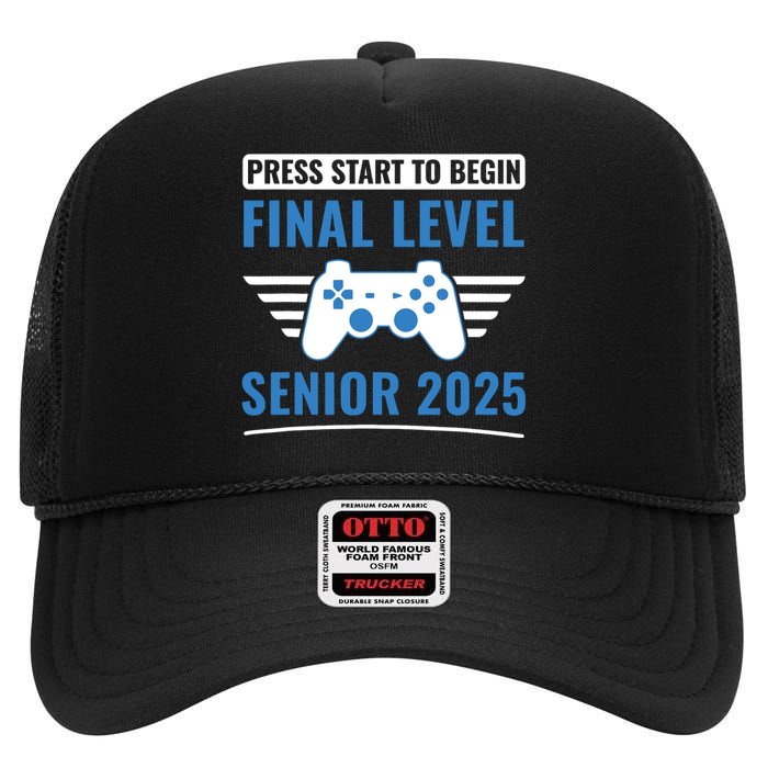 Senior 2025 Class Of 2025 Gamer Video Games High Crown Mesh Back Trucker Hat