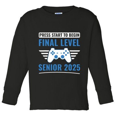 Senior 2025 Class Of 2025 Gamer Video Games Toddler Long Sleeve Shirt
