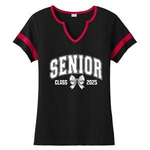 Senior 2025 Coquette Class Of 2025 Senior Year Ladies Halftime Notch Neck Tee