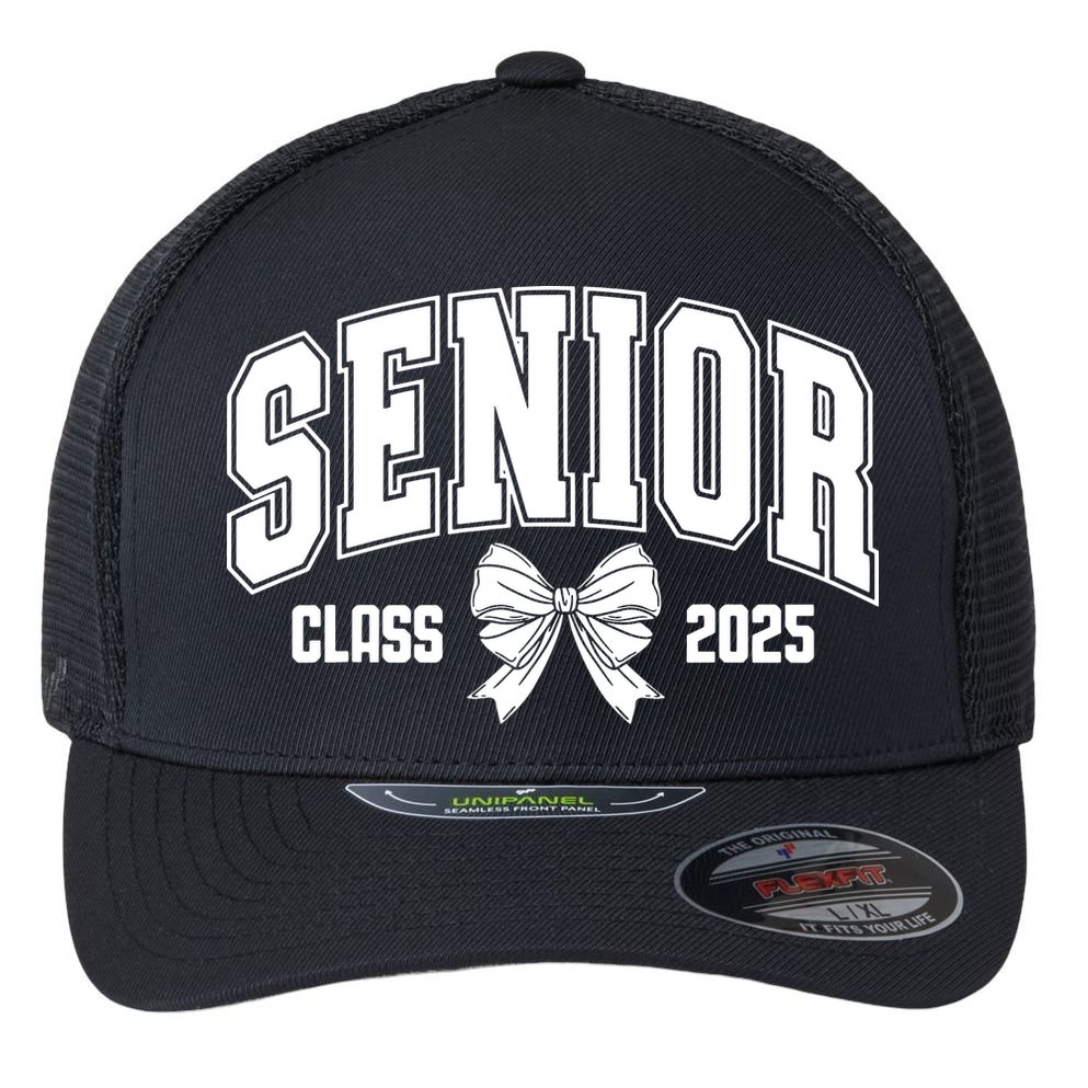 Senior 2025 Coquette Class Of 2025 Senior Year Flexfit Unipanel Trucker Cap