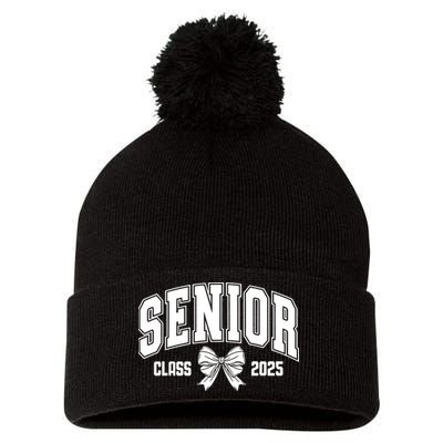 Senior 2025 Coquette Class Of 2025 Senior Year Pom Pom 12in Knit Beanie