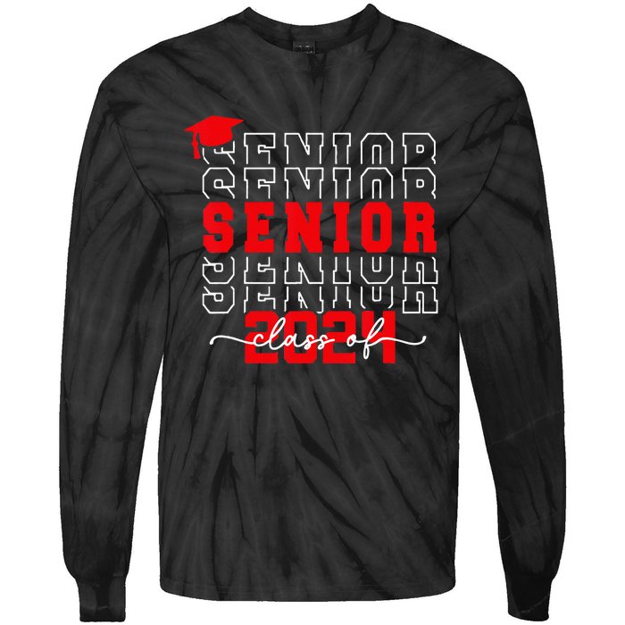 Senior 24 Class of 2024 Back to School Graduation 2024 Tie-Dye Long Sleeve Shirt