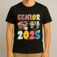 Senior 2025 Class Of 2025 Seniors Graduation Retro Groovy T-Shirt