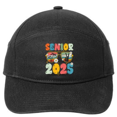 Senior 2025 Class Of 2025 Seniors Graduation Retro Groovy 7-Panel Snapback Hat