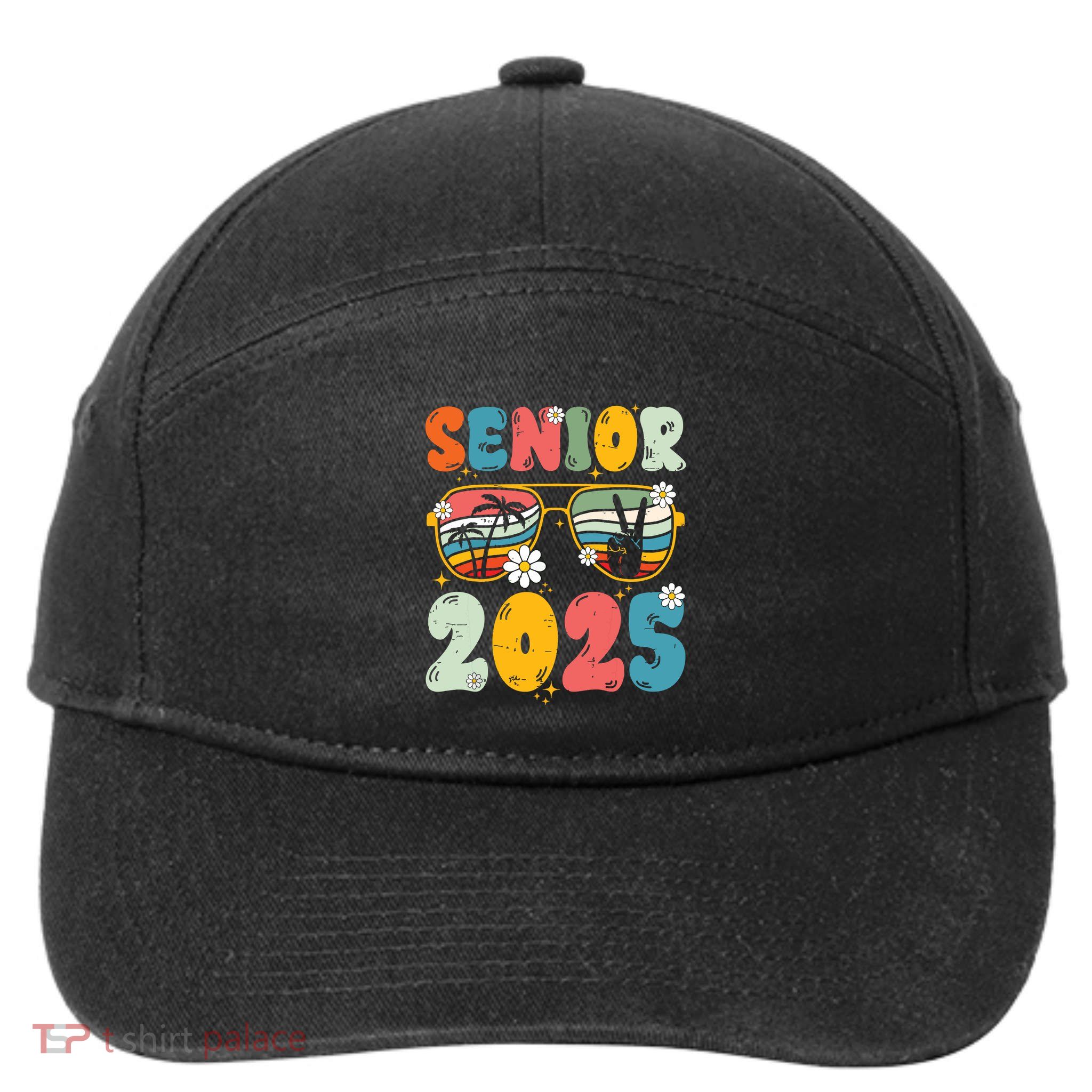 Senior 2025 Class Of 2025 Seniors Graduation Retro Groovy 7-Panel Snapback Hat
