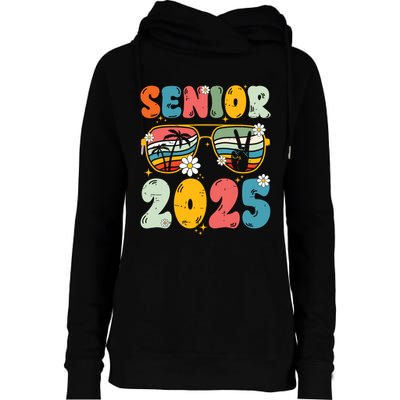 Senior 2025 Class Of 2025 Seniors Graduation Retro Groovy Womens Funnel Neck Pullover Hood